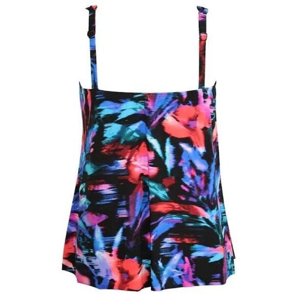 Miraclesuit NWT Fuego Flora Mirage Tankini Top Black/Multi Size 14 - Picture 2 of 7